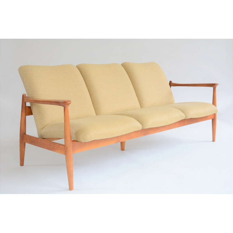 Vintage yellow 3-seater sofa - 1970s