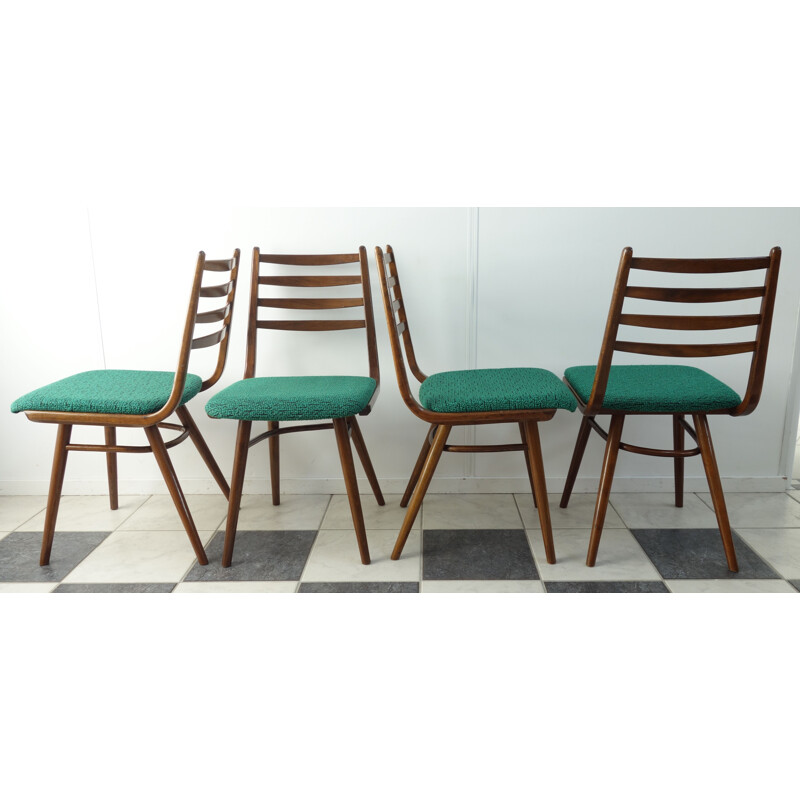 Set of four green kitchen chairs by interier Praha - 1960s