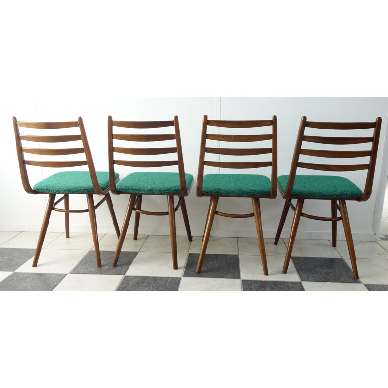 Set of four green kitchen chairs by interier Praha - 1960s