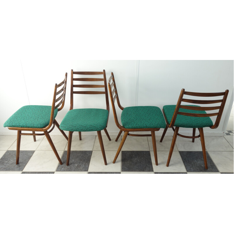 Set of four green kitchen chairs by interier Praha - 1960s