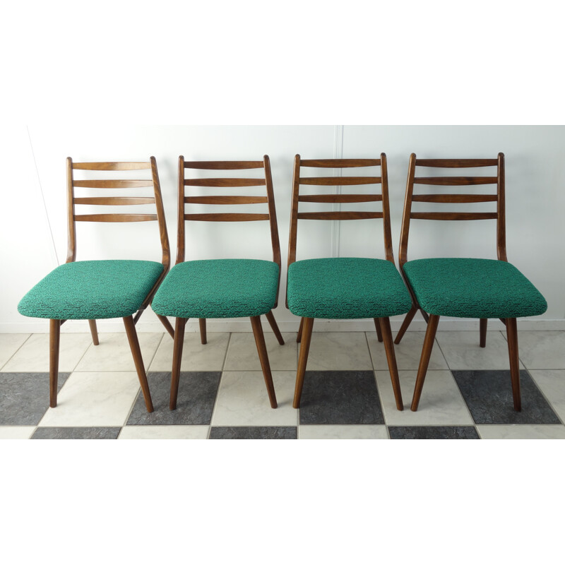 Set of four green kitchen chairs by interier Praha - 1960s