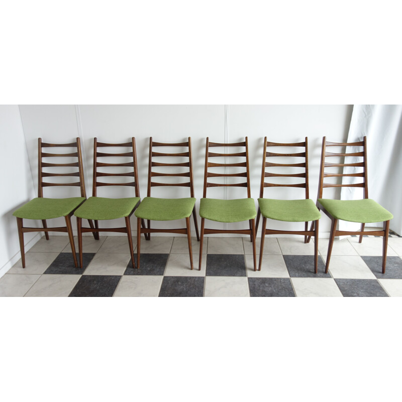 Set of 6 green Benze dining chairs - 1960s