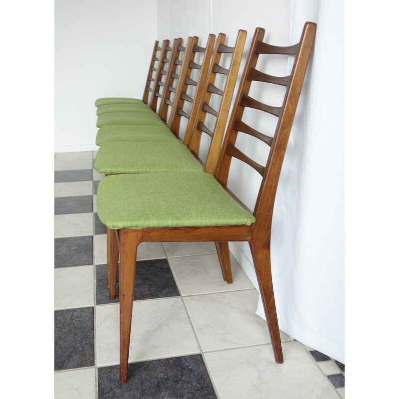 Ensemble de 6 chaises de salle à manger vert Benze - 1960