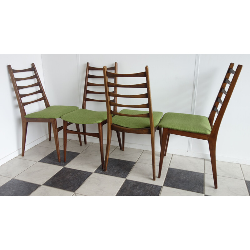 Set of 6 green Benze dining chairs - 1960s