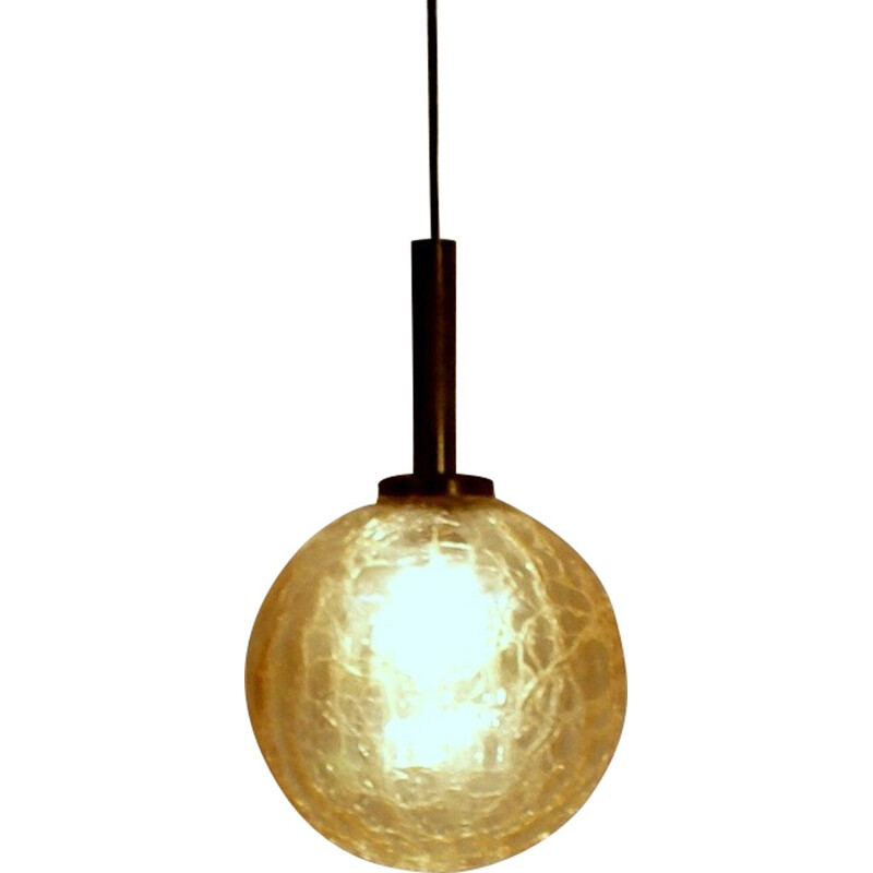 Industrial hanging lamp in brass and glass - 1950s