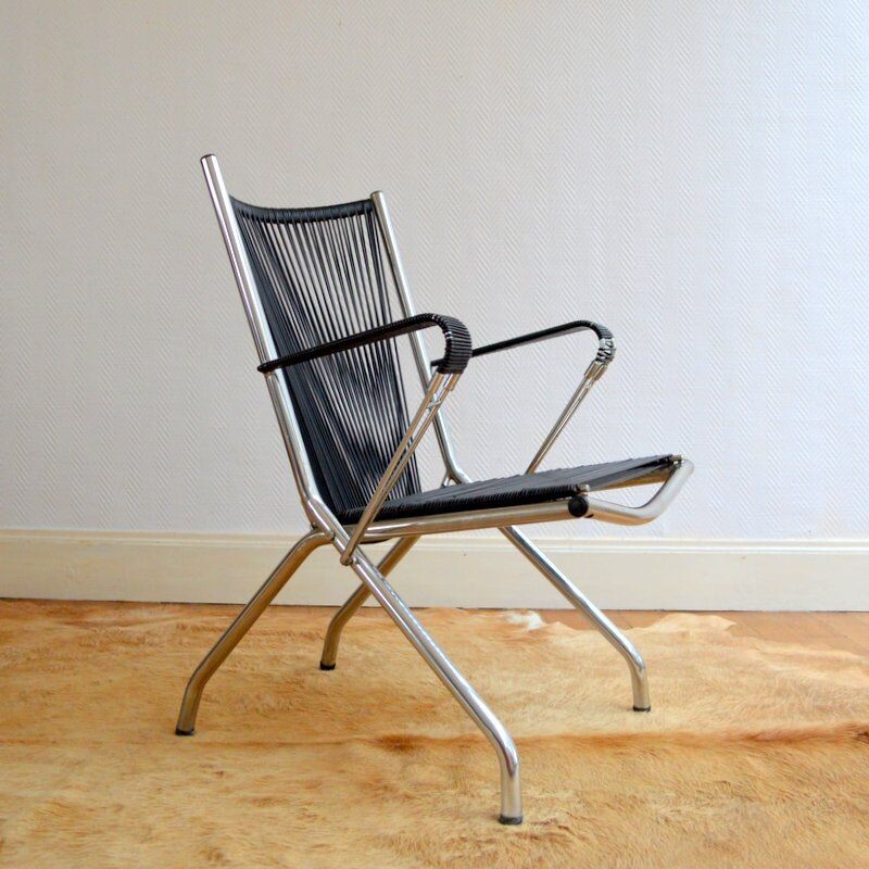 Vintage "Scoubidou" folding chair by André Monpoix - 1960s