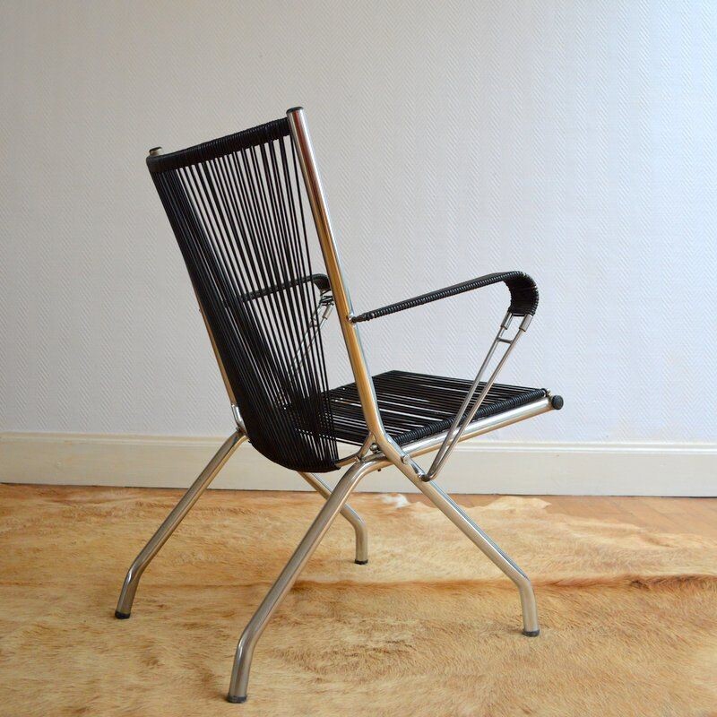 Vintage "Scoubidou" folding chair by André Monpoix - 1960s