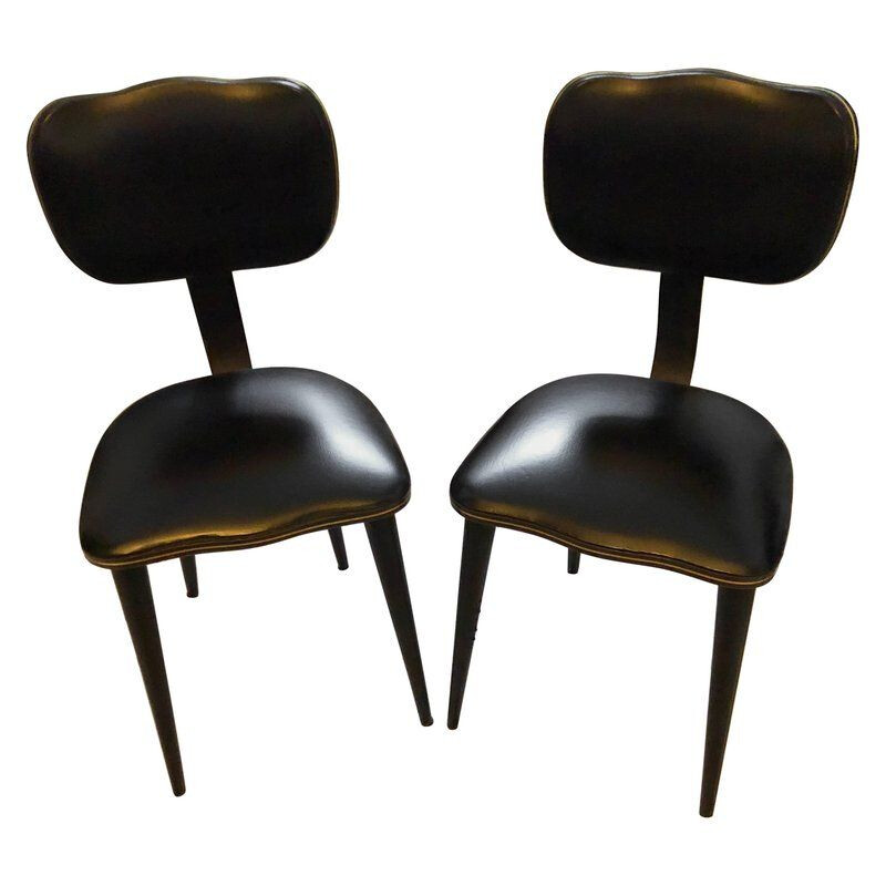 Ensemble de deux chaises vintage italiennes - 1950