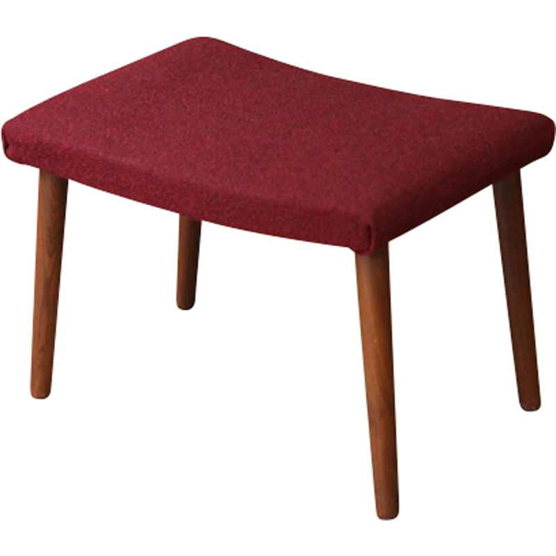 Vintage danish burgundy footstool - 1950s