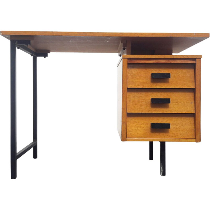 Bureau vintage avec caisson à 3 tiroirs - 1950