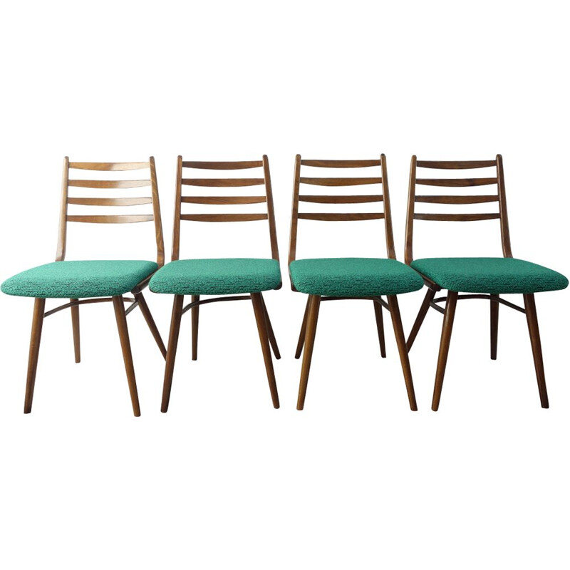 Set of four green kitchen chairs by interier Praha - 1960s