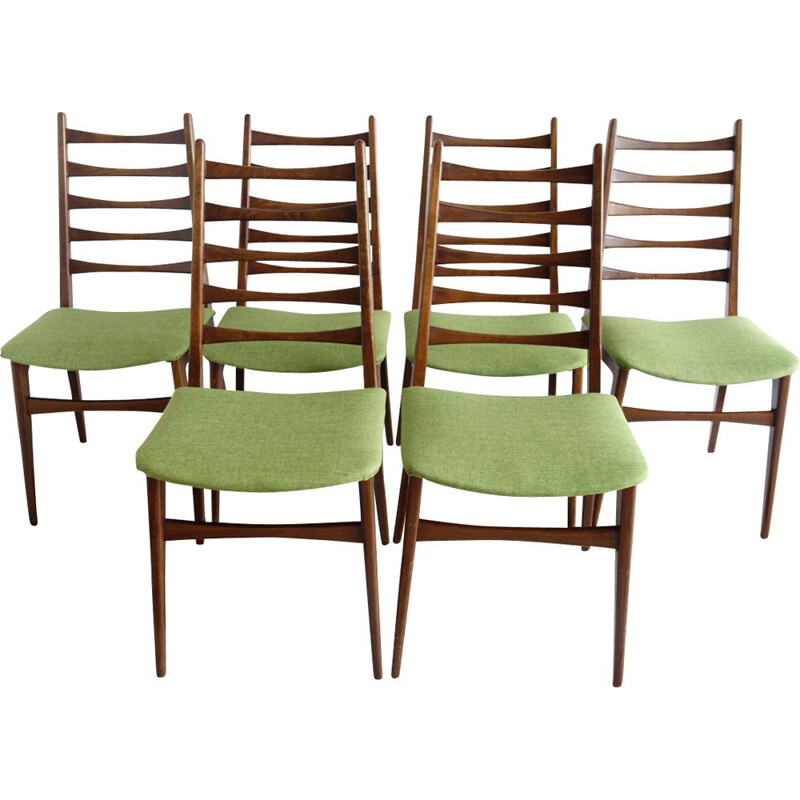 Set of 6 green Benze dining chairs - 1960s