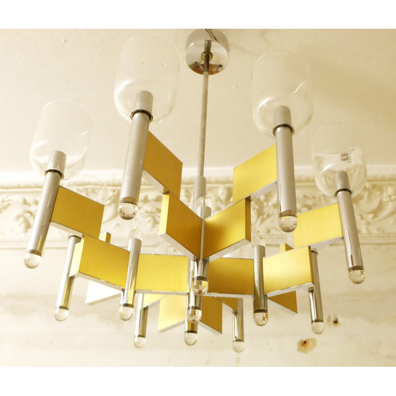 Vintage Chandelier with 8-Light by Gaetano Sciolari - 1970s