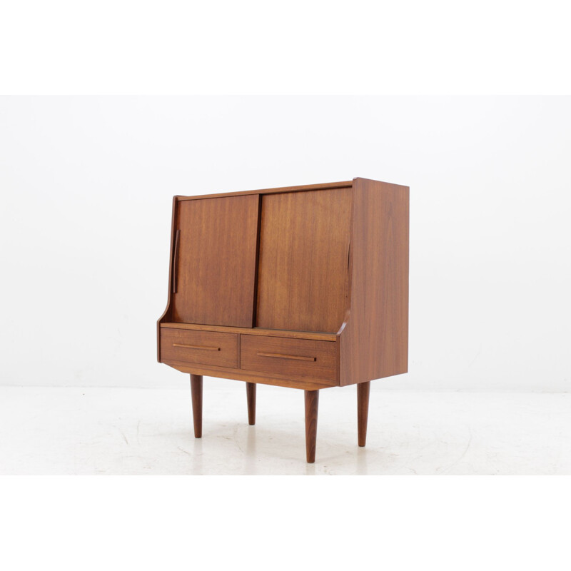 Danish Teak Vintage Highboard with slidings doors - 1960s