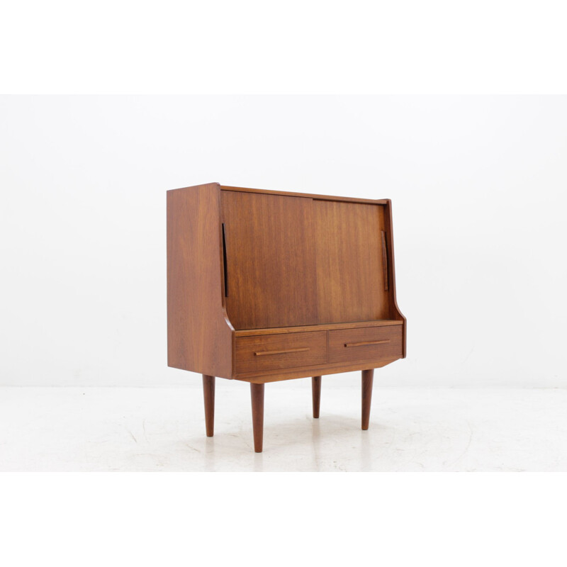 Danish Teak Vintage Highboard with slidings doors - 1960s