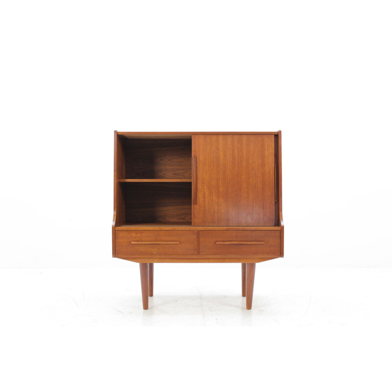 Danish Teak Vintage Highboard with slidings doors - 1960s