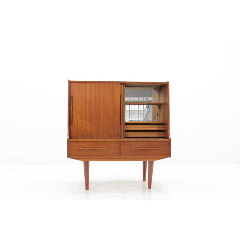 Danish Teak Vintage Highboard with slidings doors - 1960s