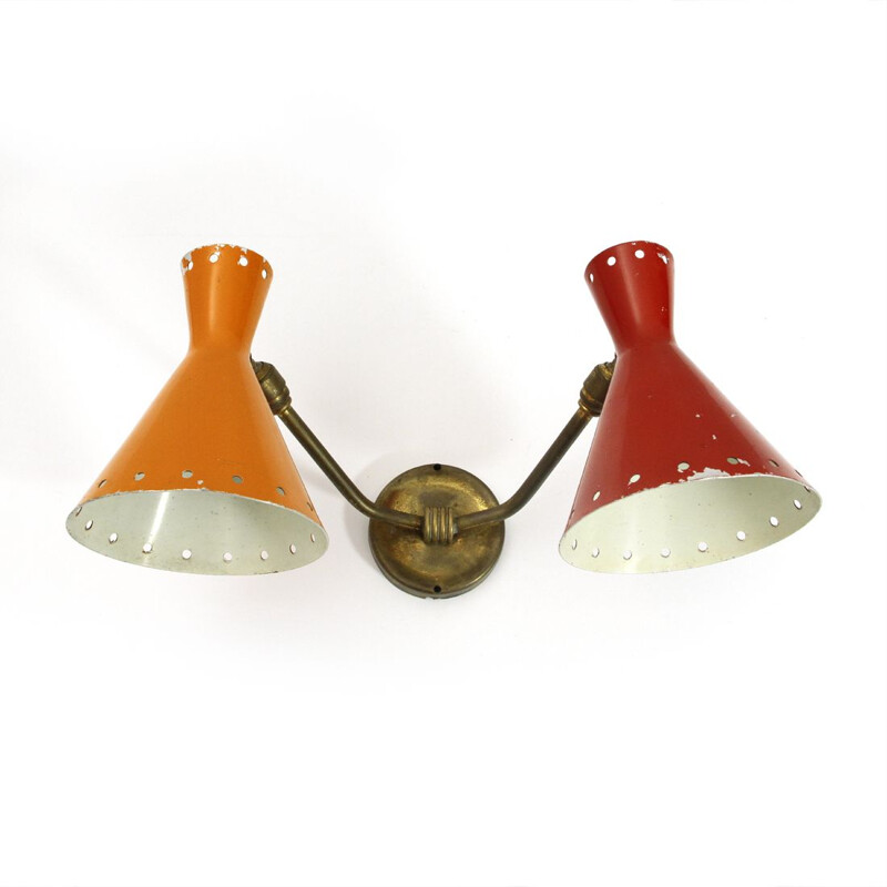 Italian Vintage wall lamps in brass and aluminum - 1950s