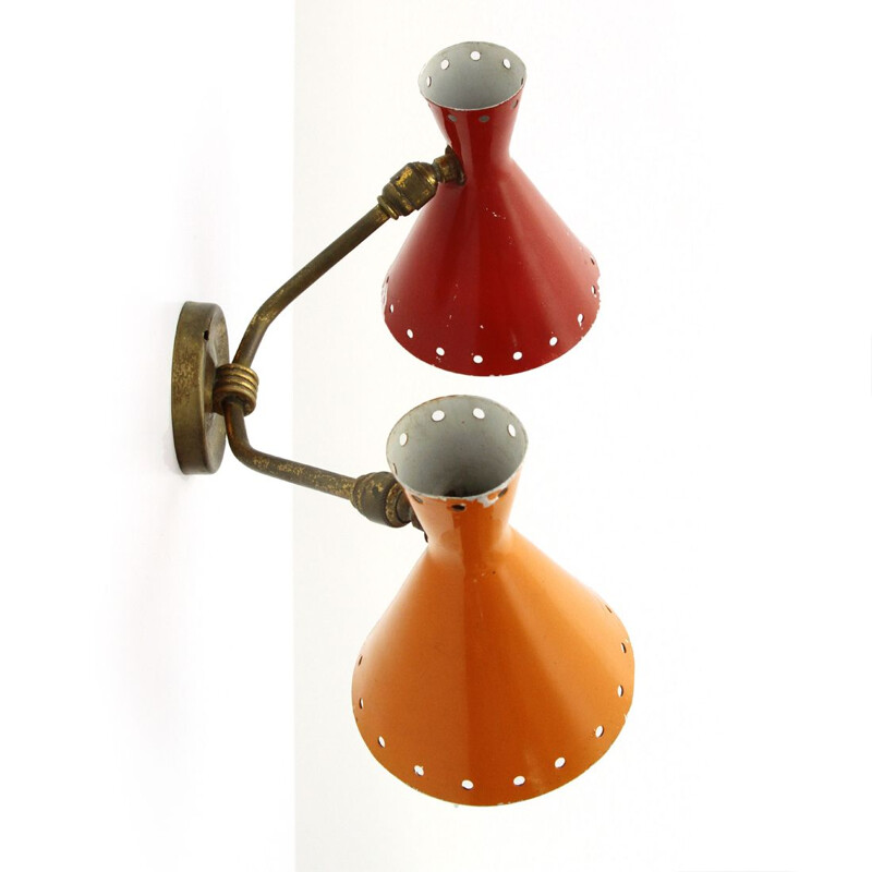 Italian Vintage wall lamps in brass and aluminum - 1950s