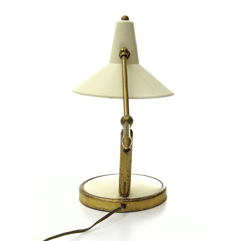 Lampe de table Vintage italienne en laiton et métal - 1950