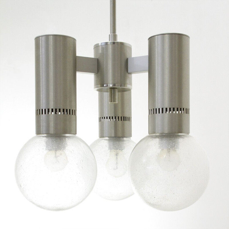 Italian "Pulegoso" glass and metal chandelier - 1960s