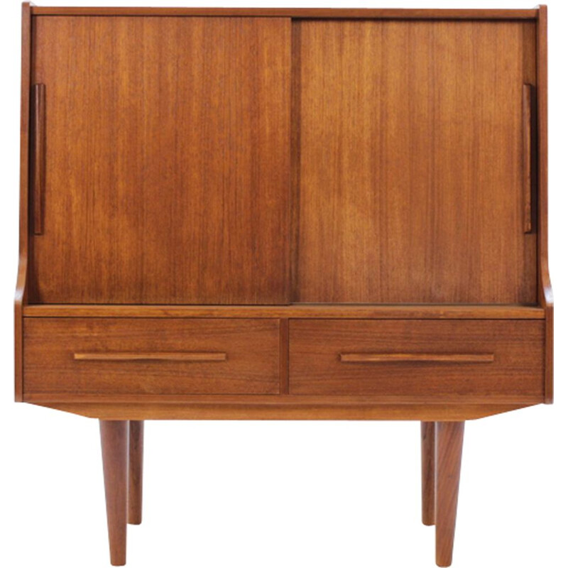 Danish Teak Vintage Highboard with slidings doors - 1960s