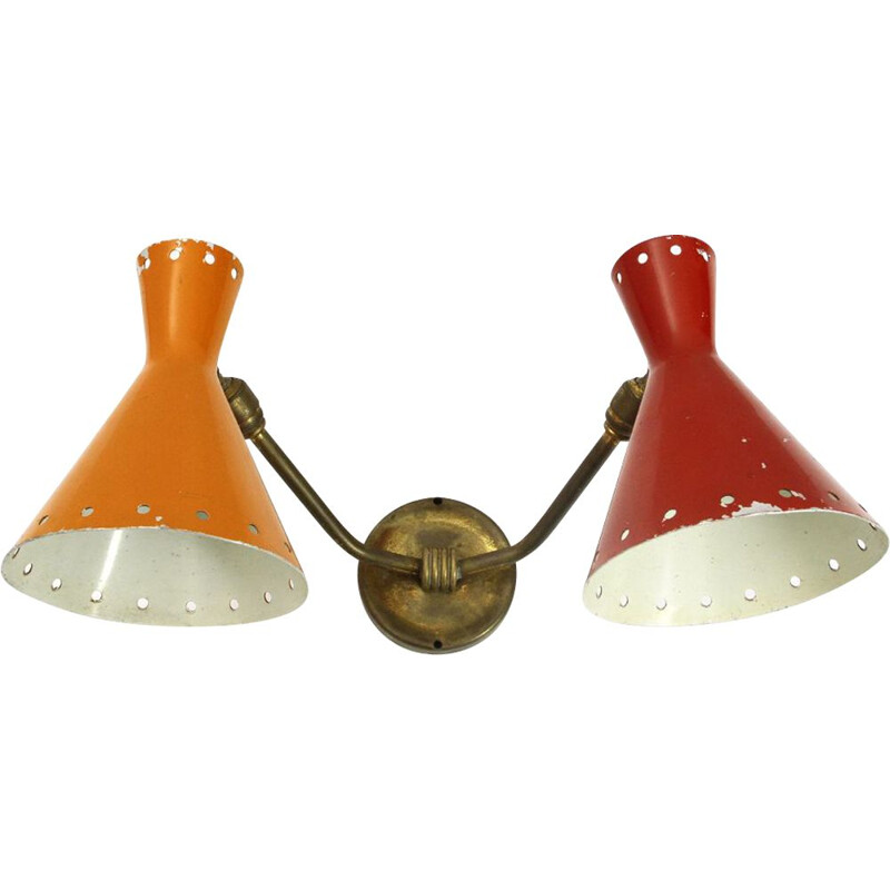 Italian Vintage wall lamps in brass and aluminum - 1950s