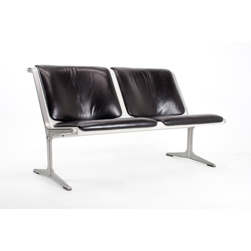 1200 Bench in leather, aluminum and fiber glass, W.F KRAMER - 1960s