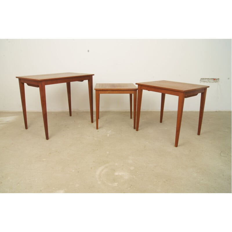 Vintage Danish set of 3 side tables in teak for Kvalitet Form Funktion - 1960s