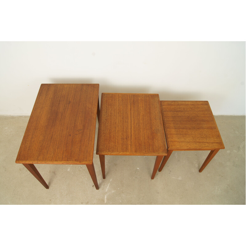Vintage Danish set of 3 side tables in teak for Kvalitet Form Funktion - 1960s