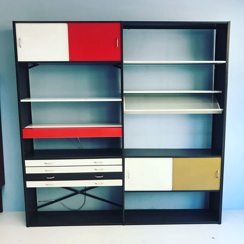 Vintage wall unit in metal by André Cordemeyer - 1960s