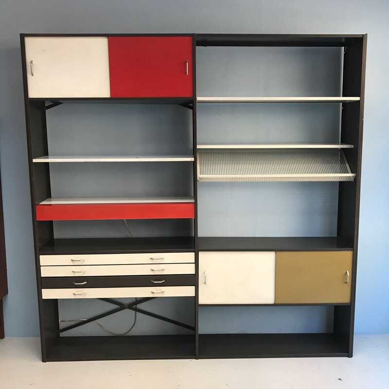 Vintage wall unit in metal by André Cordemeyer - 1960s