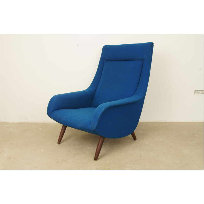 Vintage Danish blue armchair - 1960s