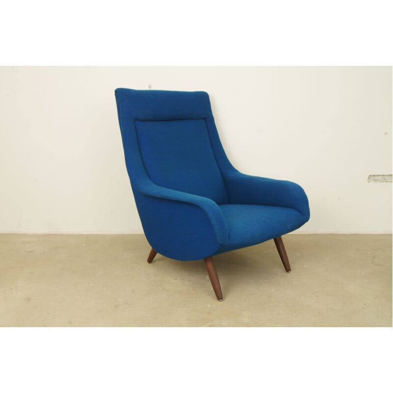 Vintage Danish blue armchair - 1960s