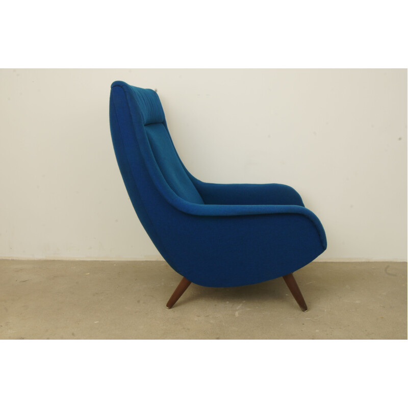 Vintage Danish blue armchair - 1960s