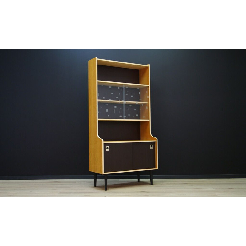 Bibliothèque danoise vintage en teak avec vitrine en verre - 1960