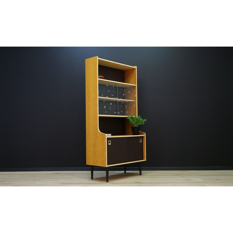 Vintage scandinavian bookcase in teak with glass showcase - 1960s