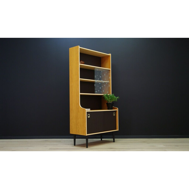 Vintage scandinavian bookcase in teak with glass showcase - 1960s