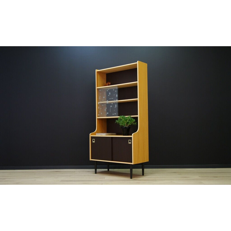 Vintage scandinavian bookcase in teak with glass showcase - 1960s