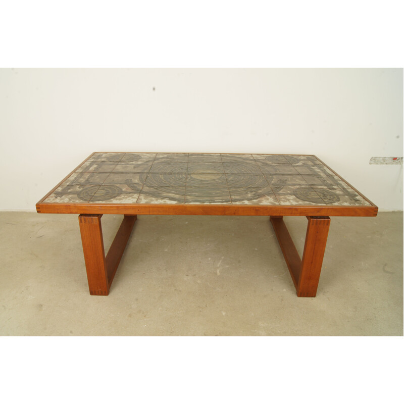 Danish Coffee Table in Teak With Ceramic Tiles By Ox Art - 1973