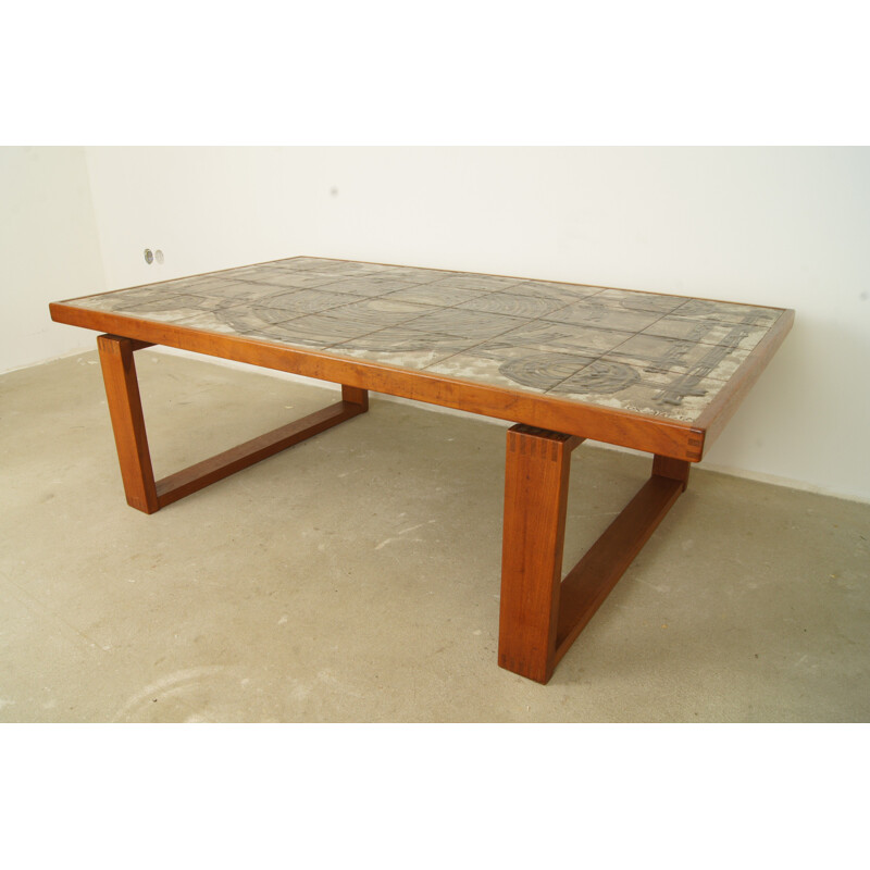 Danish Coffee Table in Teak With Ceramic Tiles By Ox Art - 1973