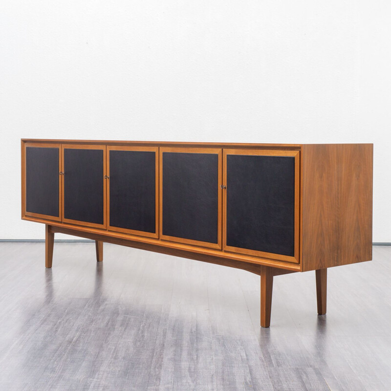 Vintage sideboard  in walnut with black doors - 1960s