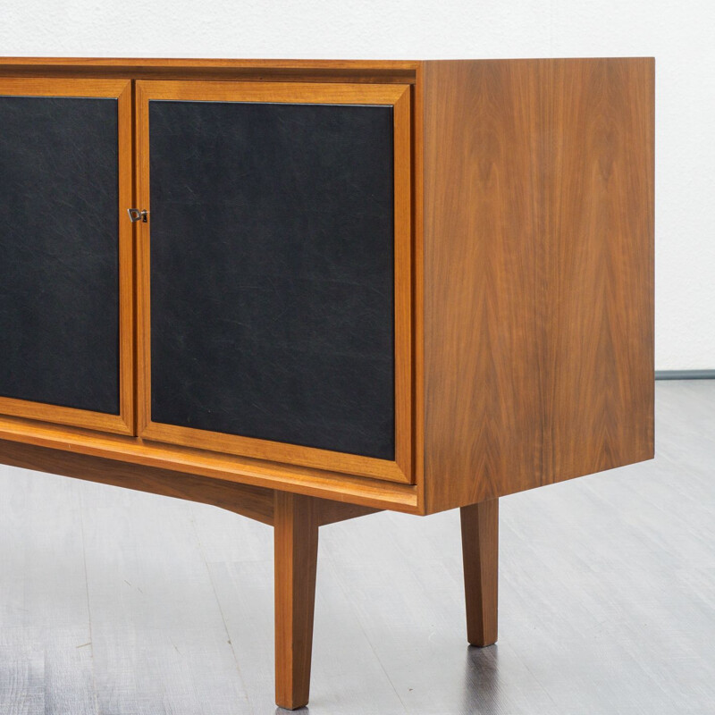 Vintage sideboard  in walnut with black doors - 1960s