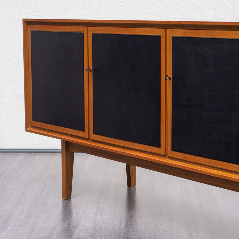 Vintage sideboard  in walnut with black doors - 1960s