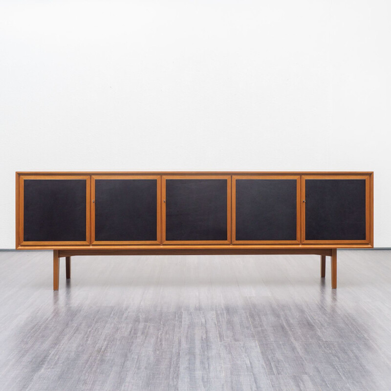 Vintage sideboard  in walnut with black doors - 1960s