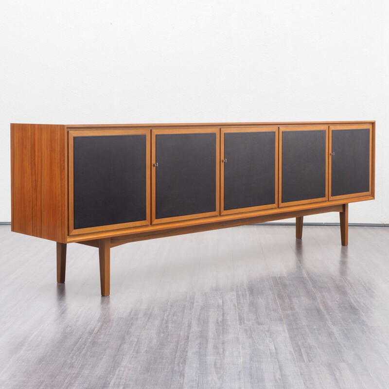 Vintage sideboard  in walnut with black doors - 1960s