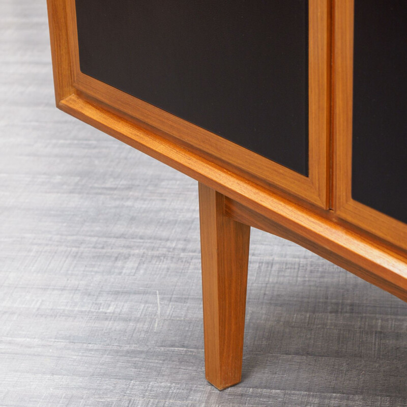 Vintage sideboard  in walnut with black doors - 1960s