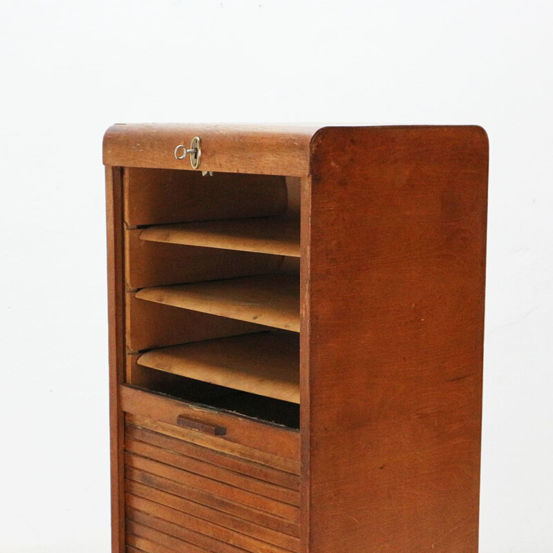 Vintage file cabinet with roller shutter - 1930s