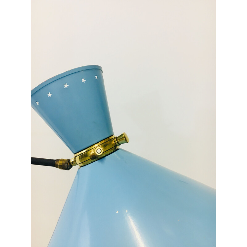 Blue vintage "Diabolo" wall lamp by Lunel - 1950s