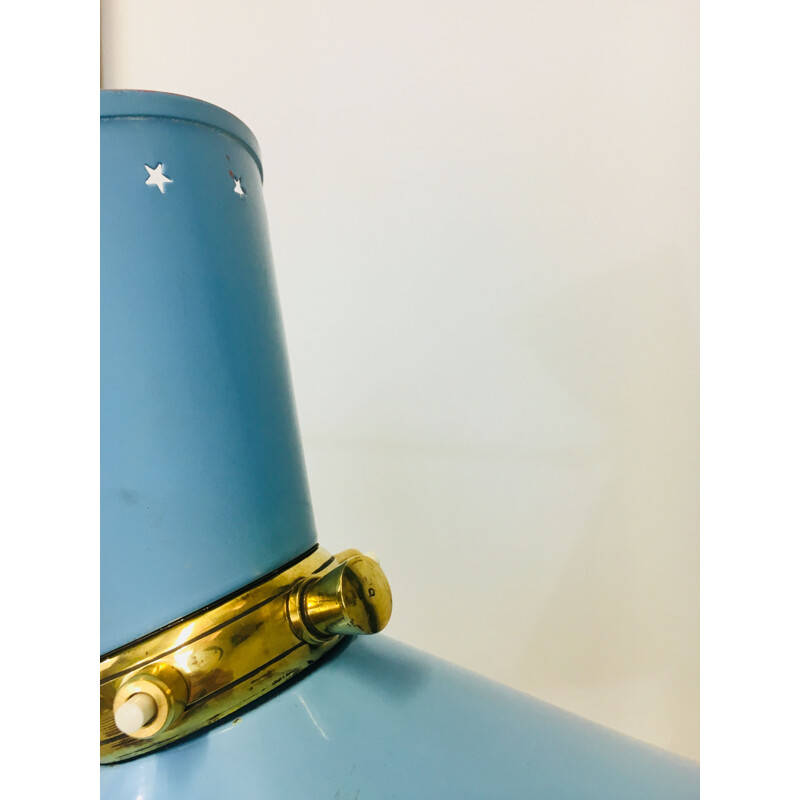 Blue vintage "Diabolo" wall lamp by Lunel - 1950s